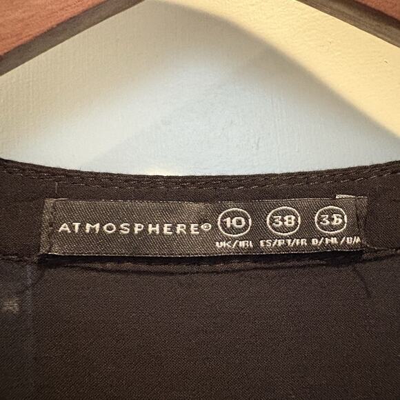 Atmosphere Top Small Black Roll Tab Sleeve Classic Casual Capsule Staple - Picture 2 of 12